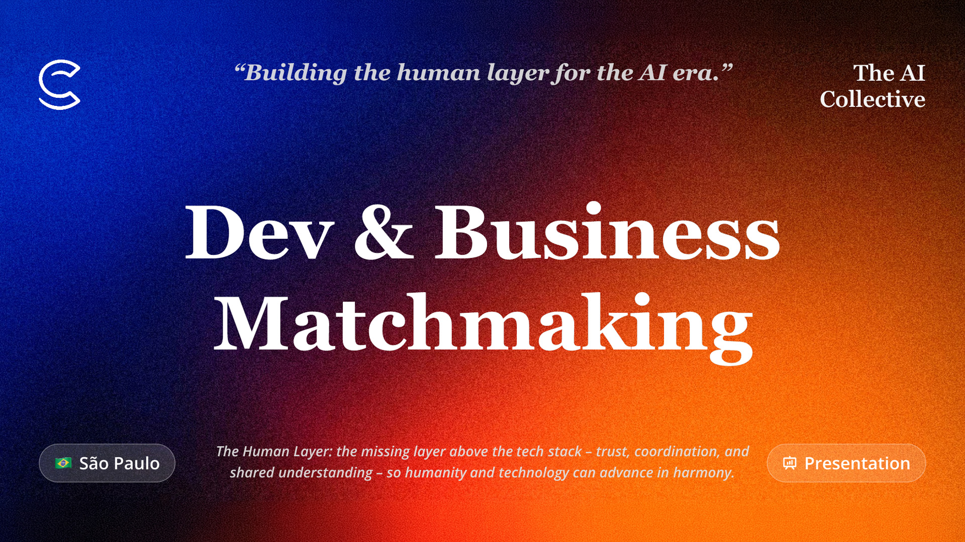 Banner do evento The AI Collective — Dev & Business Matchmaking